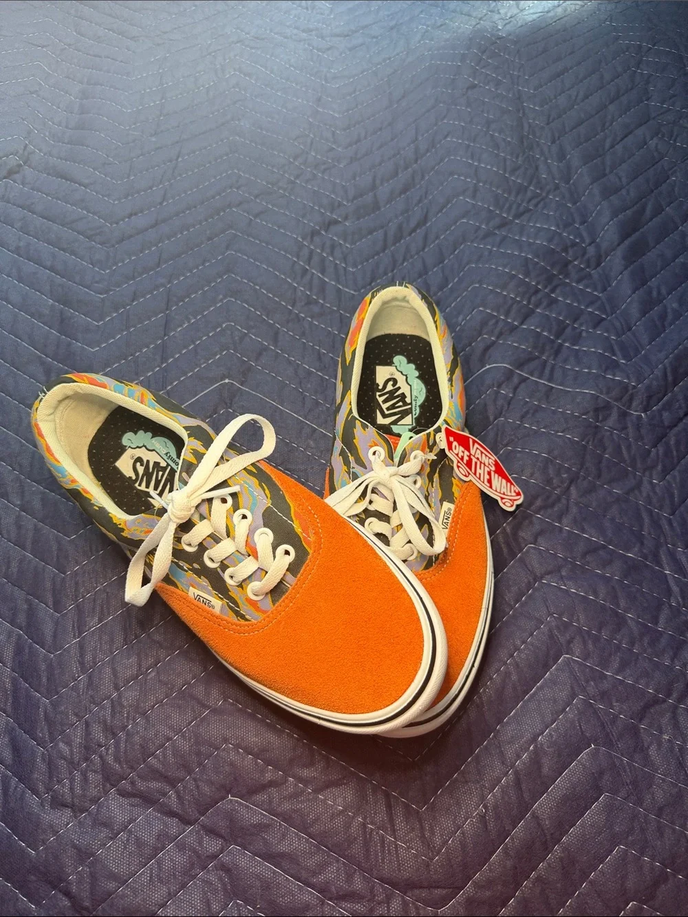 Vans Women's Orange Canvas Low-Top Sneakers with Multicolor Pattern